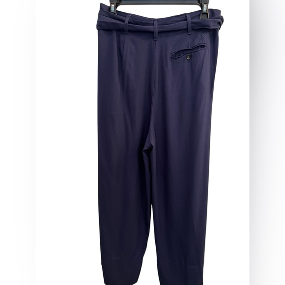 Joules Wide Leg Cropped Tie Belt Pants Navy Blue Size 8 Corpcore, Academia - Picture 2 of 10